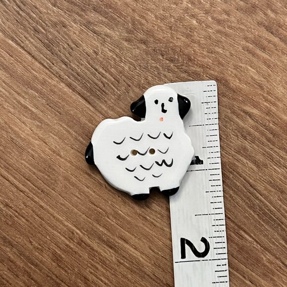 Vintage Ceramic Sheep Buttons Handmade (3) - Picture 5 of 8